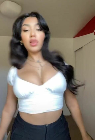 2. Jackie Ybarra in Cute White Crop Top and Bouncing Tits