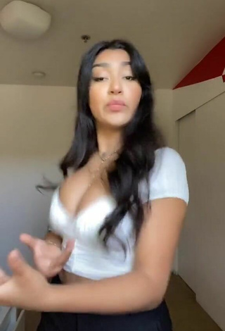 4. Jackie Ybarra in Cute White Crop Top and Bouncing Tits