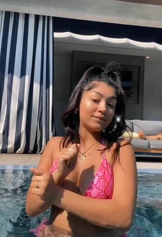 4. Sexy Jackie Ybarra in Snake Print Bikini at the Pool