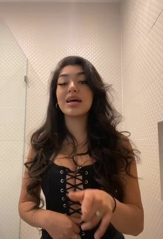 2. Sexy Jackie Ybarra Shows Cleavage in Black Corset