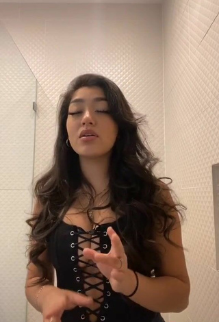 3. Sexy Jackie Ybarra Shows Cleavage in Black Corset