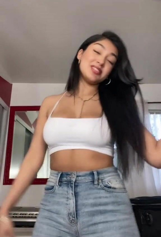 1. Sexy Jackie Ybarra in White Crop Top and Bouncing Tits Braless