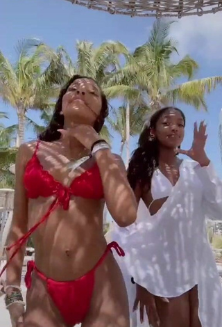 Hot Jada Wesley in Red Bikini at the Beach
