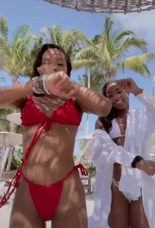 2. Hot Jada Wesley in Red Bikini at the Beach