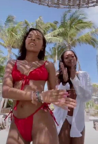 4. Hot Jada Wesley in Red Bikini at the Beach
