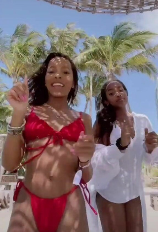 5. Hot Jada Wesley in Red Bikini at the Beach