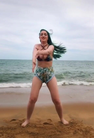 Sexy Jahde Borg in Red Bikini Top at the Beach