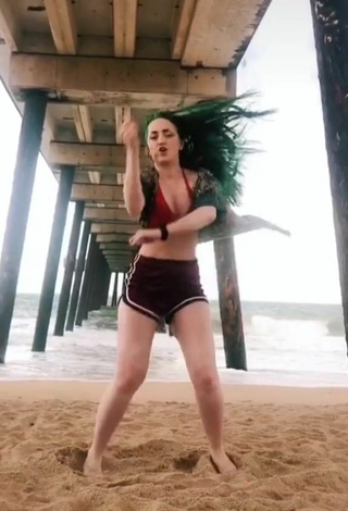 3. Sexy Jahde Borg in Red Bikini Top at the Beach