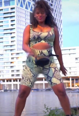 Sexy Joanne Lopes in Snake Print Overall