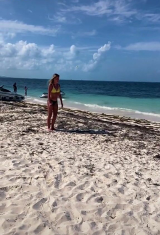 2. Sexy Jordan North in Yellow Bikini Top at the Beach
