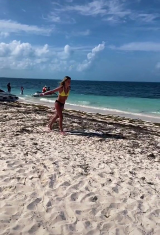 3. Sexy Jordan North in Yellow Bikini Top at the Beach