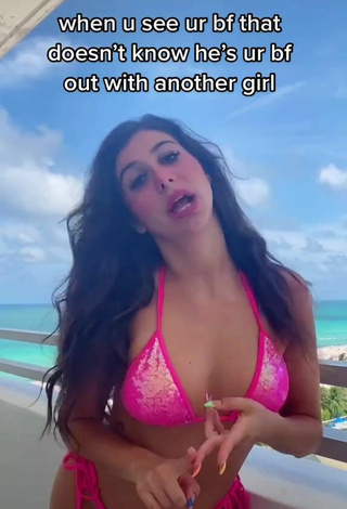 2. Sexy Isabella Diakomanolis in Pink Bikini on the Balcony