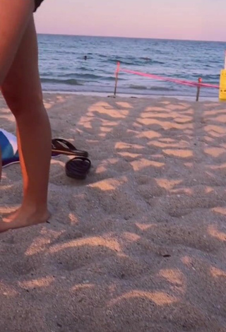 Sweetie Katy Hedges in Black Bikini Top at the Beach