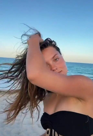 Sexy Katy Hedges in Black Bikini at the Beach