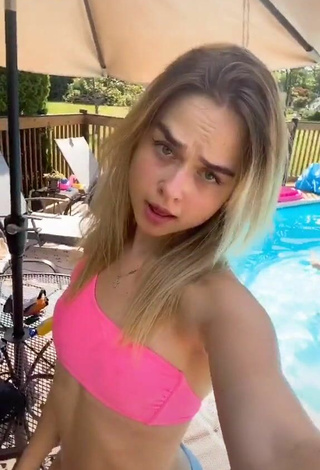 Cute Kenna Bates in Pink Bikini Top at the Pool