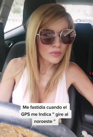 3. Lidia Demonstrates Alluring Cleavage in a Car