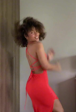 Sexy Carol Mamprin in Red Dress and Bouncing Boobs