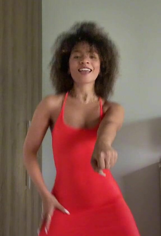 5. Sexy Carol Mamprin in Red Dress and Bouncing Boobs