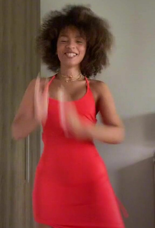 6. Sexy Carol Mamprin in Red Dress and Bouncing Boobs