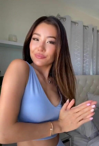 4. Sexy Cina Shows Cleavage in Blue Crop Top
