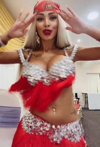 2. Beautiful Cristina Pucean Shows Cleavage in Sexy Bra while doing Belly Dance