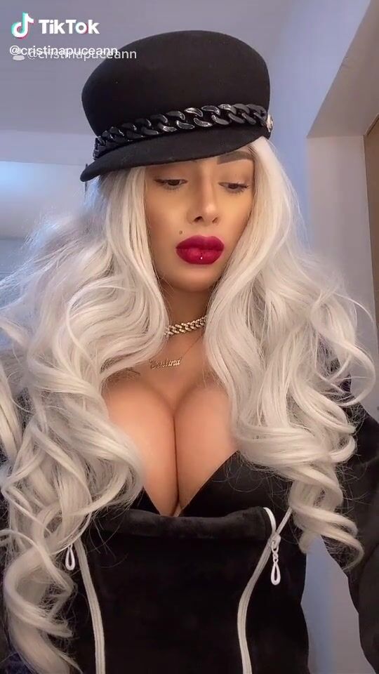 Cristina Pucean Shows her Inviting Cleavage and Bouncing Boobs