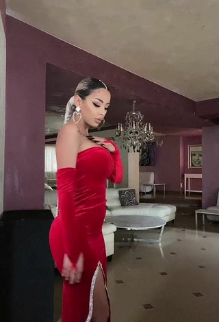 5. Amazing Cristina Pucean Shows Cleavage in Hot Red Dress