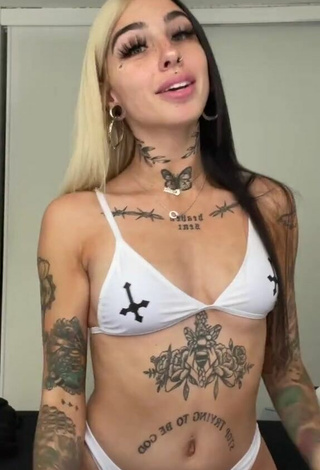 2. Beautiful Cruella Morgan Shows Cleavage in Sexy White Bikini