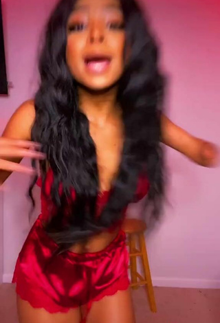 3. Seductive Destinee Faire Shows Cleavage in Red Crop Top while Twerking