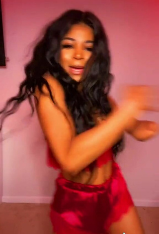 5. Seductive Destinee Faire Shows Cleavage in Red Crop Top while Twerking