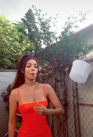Hottie Destiny Salazar in Electric Orange Dress