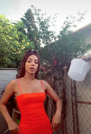2. Hottie Destiny Salazar in Electric Orange Dress