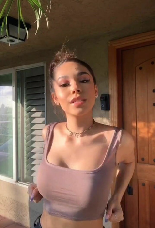 2. Magnetic Destiny Salazar in Appealing Beige Crop Top and Bouncing Tits