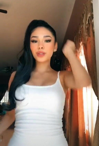 4. Beautiful Destiny Salazar Shows Cleavage in Sexy White Dress