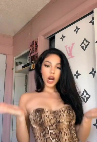 Cute Destiny Salazar in Snake Print Top and Bouncing Tits