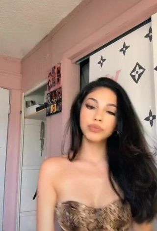 5. Cute Destiny Salazar in Snake Print Top and Bouncing Tits