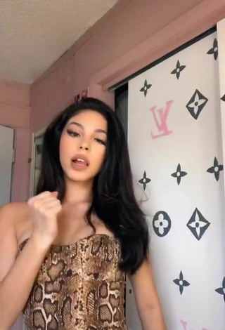 6. Cute Destiny Salazar in Snake Print Top and Bouncing Tits