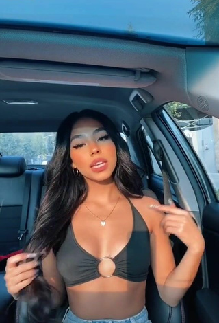 4. Hottie Destiny Salazar Shows Cleavage in Black Bikini Top in a Car