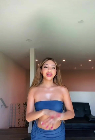 3. Sexy Destiny Salazar Shows Cleavage in Blue Tube Top and Bouncing Boobs