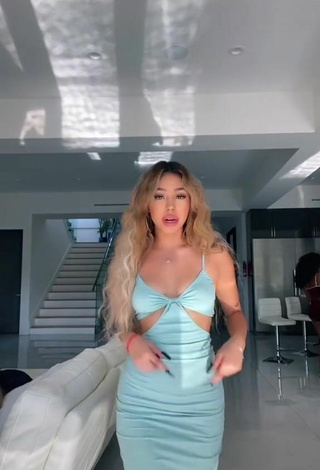4. Sexy Destiny Salazar Shows Cleavage in Blue Dress