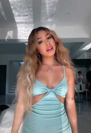 6. Sexy Destiny Salazar Shows Cleavage in Blue Dress