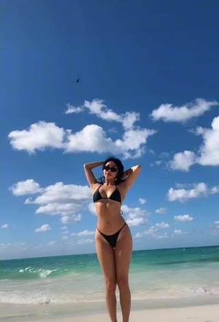 Cute Destiny Salazar in Black Bikini at the Beach