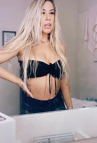 Beautiful Andressita Chegou Shows Cleavage in Sexy Black Bikini Top
