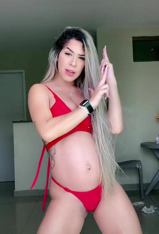 4. Sweet Andressita Chegou Shows Cleavage in Cute Red Bikini and Bouncing Boobs
