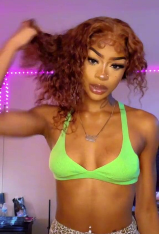 1. Sexy Ffrenchieeee in Green Crop Top