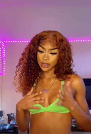 5. Sexy Ffrenchieeee in Green Crop Top