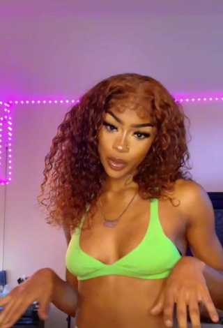 6. Sexy Ffrenchieeee in Green Crop Top