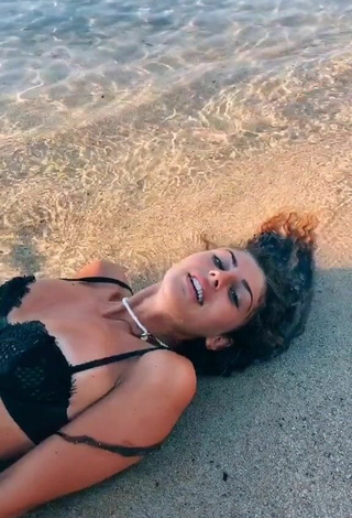 5. Erotic Ginevra Giaccherini in Black Bikini at the Beach in the Sea