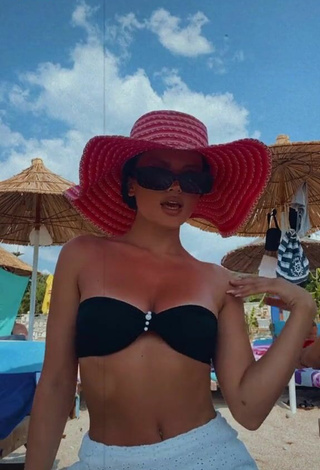 Cute Grisela in Black Bikini Top at the Beach