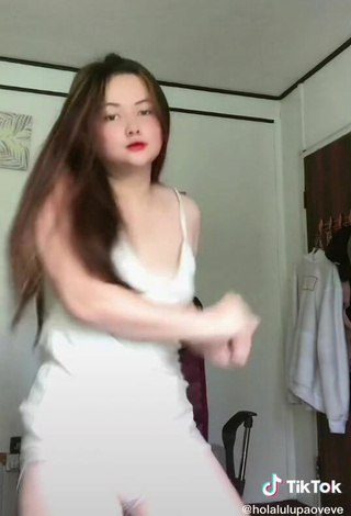 5. Cute Delacruz Jane Pauline Shows Cleavage in White Top and Bouncing Boobs